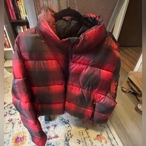 Buffalo plaid puffer coat